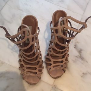 Cream cage heels